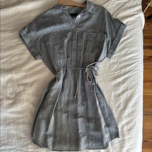 Zara Basic - Blue Linen Dress Medium